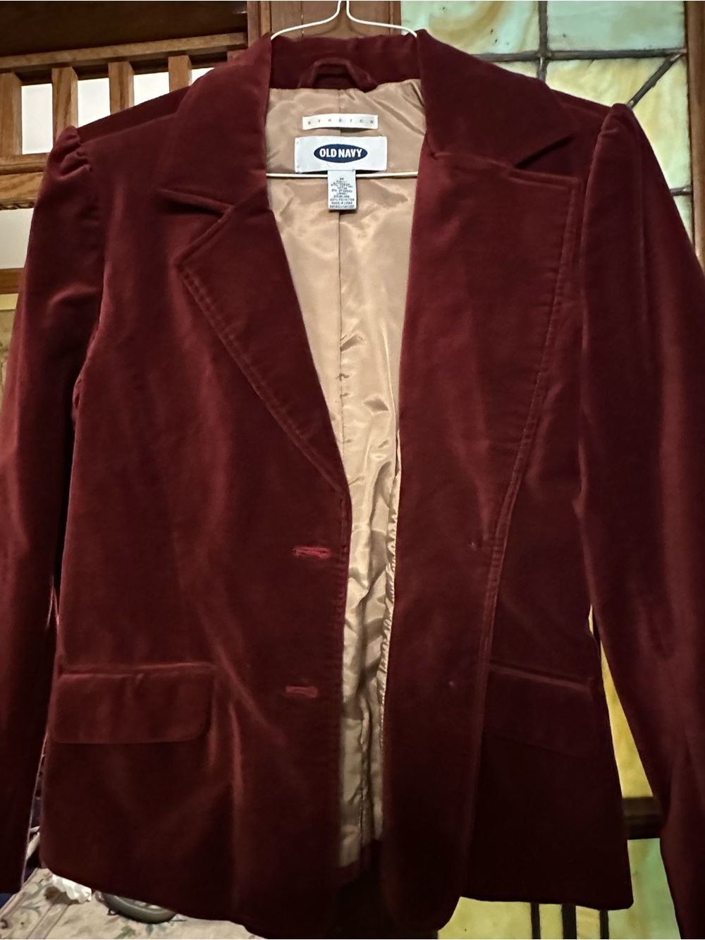 Old Navy Women's Deep Burgundy Stretch Velvet Blazer Like New
